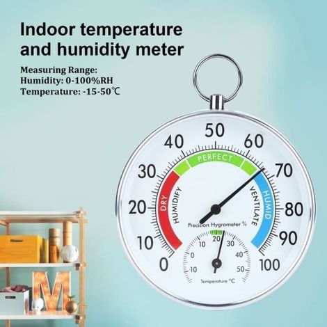 Termometro e igrometro da interno/esterno ad alta precisione, montabile a parete, con visualizzazione delle condizioni meteorologiche. (1/5)