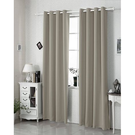 WOLTU Tenda Oscurante per Finestre con Occhielli per Camera da Letto. 2 Pannelli Caffè Leggero ,Tenda senza cinghie