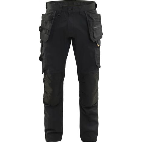 Blaklader – Pantalon de travail stretch 2D – Tissu extensible 260 g/m² – Genoux préformés – Renforts CORDURA® – Taille 42 – Noir (1/4)
