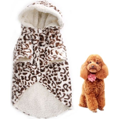 Manteau Pour Chien - Impression Léopard - Matière Peluche Douce - Vêtement Hiver Automne - Taille 16 (1/5)