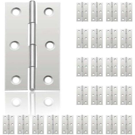 24Pcs Petit Charnières pour Portes, Charnière Inox, DIY Charnières de Portes pour Porte Placard Charnière Piano Boîtes à bijoux La Maison Meubles Matériel Armoire(44mm32mm)
