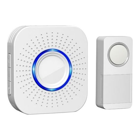 Wireless Doorbell, Outdoor Waterproof Wireless Front Doorbell, 1 Receivers &1 Transmitters, LED Display, 300 m Range, 4 Volume Levels, 58 Melodies-White (1/5)