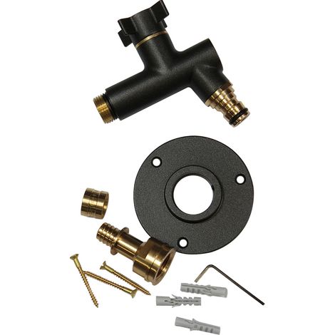 Robinet de jardin antigel OSLO vertical Mâle 1/2" (15/21) avec son applique PER glissement Ø16 - Manganèse - ANQUIER