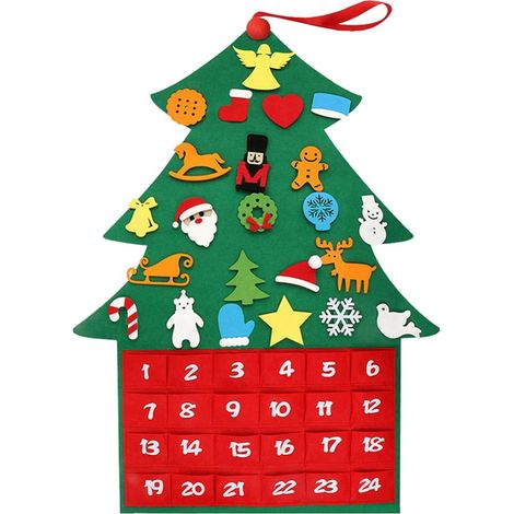 Arbre De Noël En Feutrine - Kit DIY Pour Enfants - Décoration Murale Ou Porte - 90 cm Ou 100 cm - 1 Pièce (1/4)
