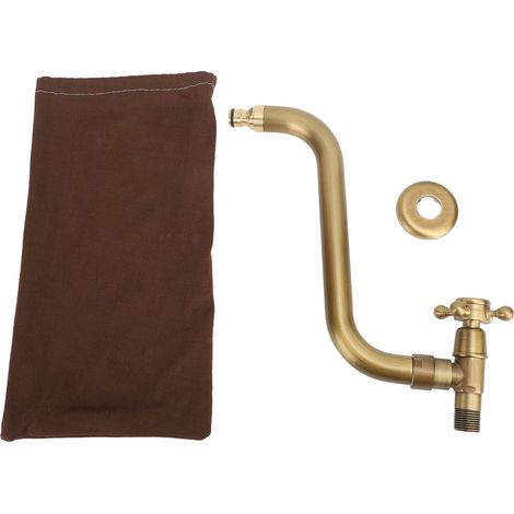 Robinet mural antique à bec en S, eau froide froide, antigel, cuivre, pour lavabo ou évier de cuisine. (1/5)
