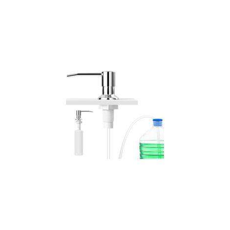 INOX Distributeur Savon Cuisine, Distributeurs de Savon et Lotion, Encastrable Pompe de Liquide, Ensemble Complet De Pousse 500ml Mousse, Inoxydable Soap Dispenser for Kitchen Sink (1/5)