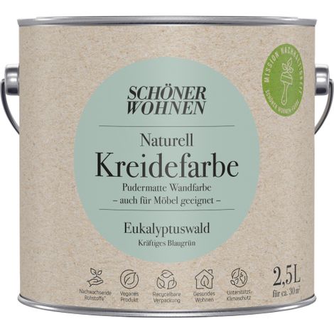 Schöner Wohnen Naturell Kreidefarbe 2,5 Ltr. Eucalyptuswald kräftiges Blaugrün