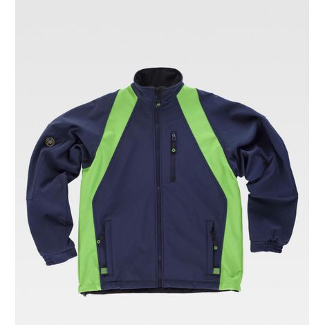 Chaqueta Workshell combinada con refuerzo en codos WORKTEAM Future WF1640 XL Marino+Verde Flúor (1/3)
