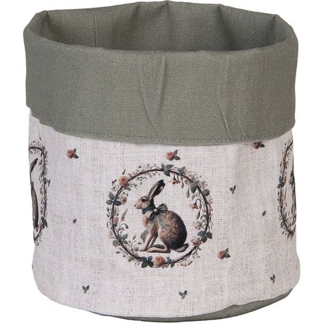 Corbeille à pain ronde en coton beige Ø 15 x 16 cm - Panier à pain pour table et cuisine - PANGIVO (1/5)