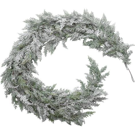 Guirlande De Noël Floconnée - 180 Cm - Branches En Plastique Flocké Blanc - Pour Intérieur Et Extérieur Protégé - 1 Pièce (1/5)