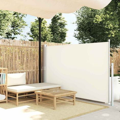 Store latéral rétractable pour terrasse et balcon polyester crème et acier 140 x 500 cm - PANGIVO (1/5)