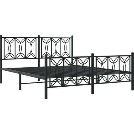 vidaXL Cadre de lit métal sans matelas avec pied de lit noir 150x200cm (1/5)