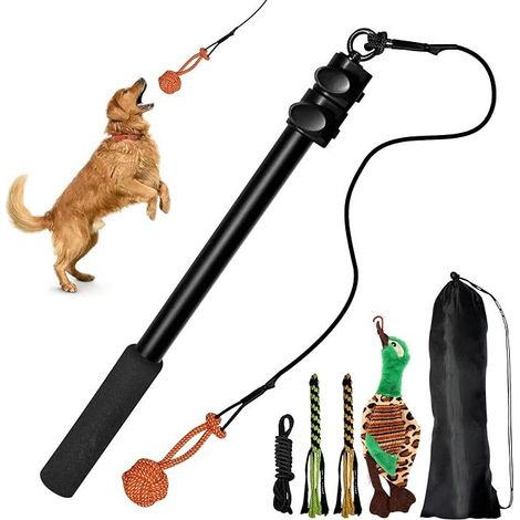 Fishing Rod for Small Dogs Fishing Rod for Small Dogs Adjustable Length with Spare Rope Stress Relief Dog Chew Toy Throwing Toy (1/5)