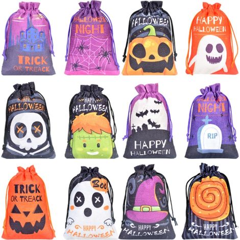 24 pièces Sachets en jute d'Halloween avec Cordon, 10 x 14 cm, Sachets Cadeaux pour bonbons, fête (1/5)