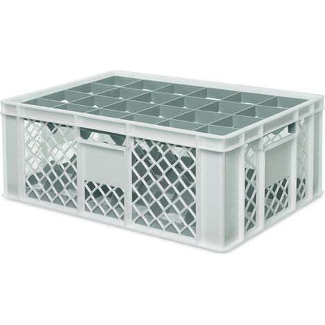 BRB Gläserkiste 600x400 mm für 15, 24, 33 oder 40 Gläser, farbig (Weiß, für 24 Gläser Ø 87 mm, Glashöhe max 205 mm)