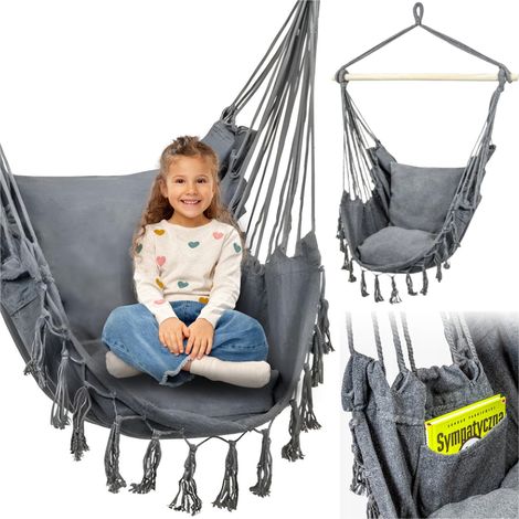 Silla brasileña, silla colgante, hamaca, columpio para el balcón, boho + almohadas (1/5)