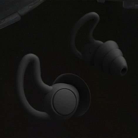 Bouchons d'oreilles en silicone, ultra-confortables, antibruit, adaptés au sommeil, étanches, résistants à la natation, noir classique. (1/4)