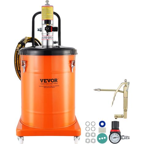 Pompe à Graisse Pneumatique Rapport de Pression 50:1 Pompe à Seau de Graisse Pneumatique 40 L Pistolet à Graisse Pompe à Graisse Portable sur Roues avec Tuyau 4 m Buse 360° Raccord NPT Standard (1/5)