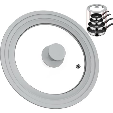 Universal Lid for Pots, Pans and Pans - Tempered Glass with Silicone Rim Compatible with All Cookware 7-10 inch Diameter - Replacement Lid (1/5)