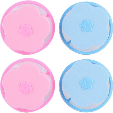 4 Pièces Sac Filtre Anti-Peluches Flottant pour Machine à Laver, Bleu et Rose (1/5)