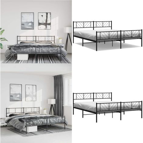 Bettgestell mit Kopf- und Fußteil Metall Schwarz 193x203 cm - Bettgestell - Metallbett - Doppelbett - Schwarzes Bett - Boxspringbetten - Home & Living (1/5)