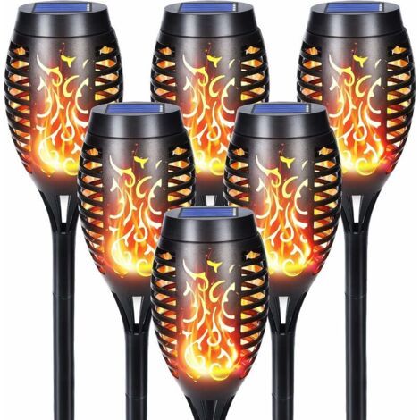 Lampe Solaire Exterieur - 6 Pièces 12 LED Lampe Solaire avec Flammes Réalistes, Imperméable Lampe Torche Solaire pour Décor Jardin, Patio, Chemins, Pelouse (1/4)
