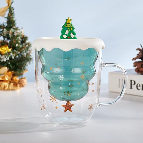 Tasse de Noël double paroi 300ml avec motif sapin, idéale comme cadeau