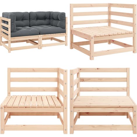 Garten-Ecksofas 2 Stk. mit Kissen Massivholz Kiefer - Gartensofa - Eckcouch - Outdoor Möbel - Kiefernholz - Gartenmöbelset - Home & Living (1/5)
