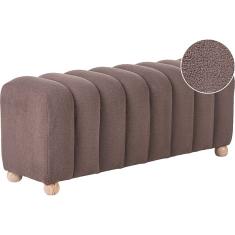 Banco de cama puf otomana moderno acanalado tapizado de bouclé patas de madera estilo rústico retro marrón Idyllwild