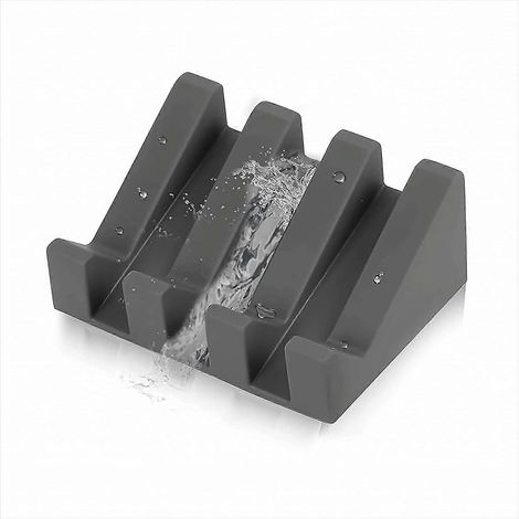 Lot de 2 porte-savons en silicone antidérapants et élégants pour salle de bain ou cuisine. Surface inclinée avec système d'évacuation d'eau pour un rangement optimal du savon. (1/5)