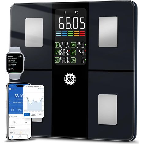 Pese Personne Masse Graisseuse et Muscle Grand écran 180kg Balance Connectée 14 Données Corporelles IMC Bluetooth (1/5)