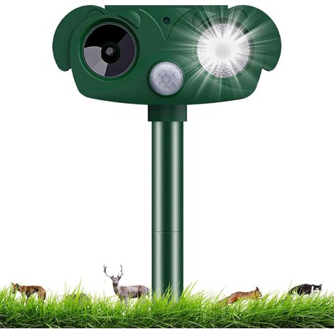 Répulsif Animaux Ultrason Solaire IPX6 avec Flash LED et Détecteur PIR pour Jardin Extérieur Chats Chiens Rongeurs (1/5)