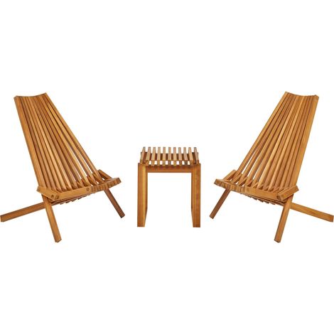 Set da giardino per esterni Bistro Set Tavolo Sedie Pieghevoli Legno Acacia Chiaro Bellano