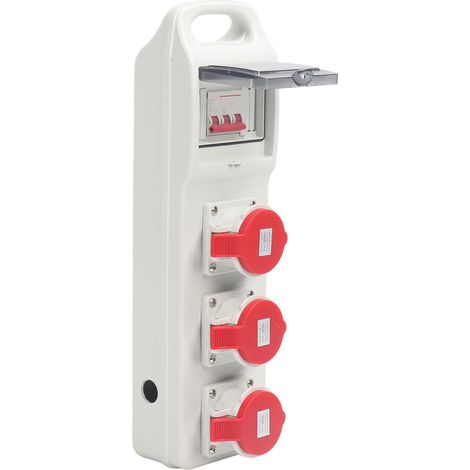 Répartiteur de courant portable avec disjoncteur, étanche IP44, 3 prises, 220-380 V CA / 240-415 V CA, 16 A (1/5)