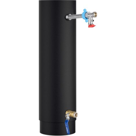Jiubiaz Kaminrohr Ø12 mit Edelstahl-Heizspirale, 52,5 cm Höhe, Komplettset mit Kugelhahn, Überdruckventil und Zubehör – Effizienter Wärmetauscher für Warmwasser und Heizungsunterstützung (1/5)
