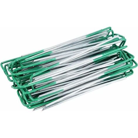 50 Pcs Piquets de Fixation, Piquets de Jardin, Agrafes Gazon Synthétique Vert, pour bâches de Sol de Jardin, Fixation de Gazon synthétique extérieur (1/5)