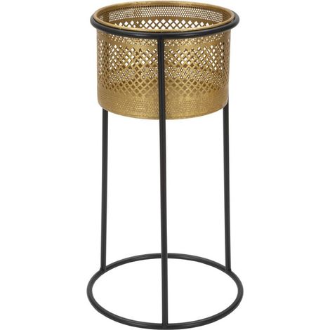 Portavasi Simply in ferro nero e gold – Ø 25 x H 50 cm