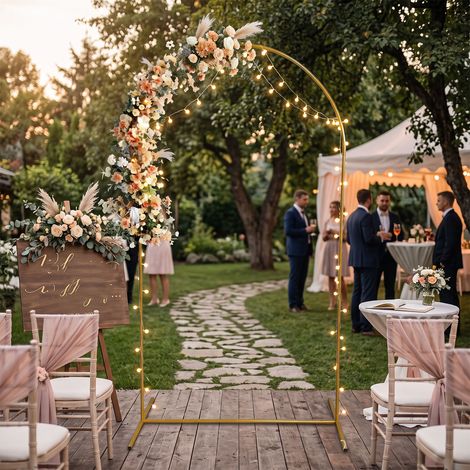 Arche de Mariage en Métal Doré, Support d'Arche en Fer 0,8 x 1,8 m, pour Anniversaire, Mariage, Fêtes et Événements, Décor Intérieur et Extérieur (1/5)