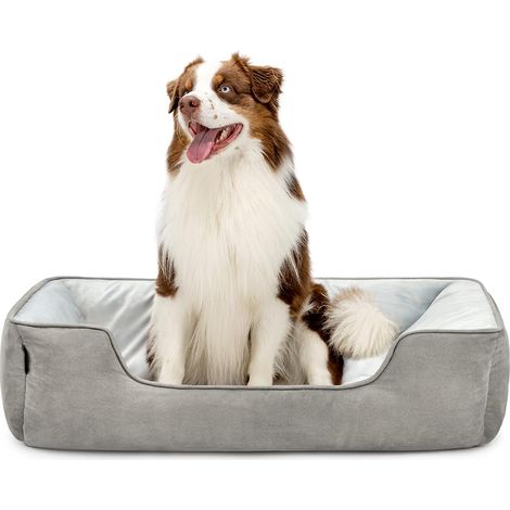 Panier Chien 2-en-1, Aspect Daim, 110 x 80 cm, Gris Clair/Gris foncé (1/5)