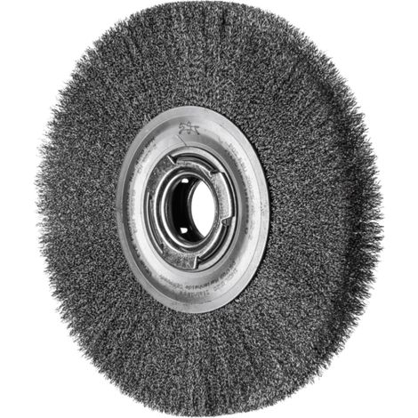PFERD TOOLS Rundbürste breit ungezopft RBU Ø200x25xvariable Bohrung Edelstahl-Draht-Ø0,20 Schleifbock