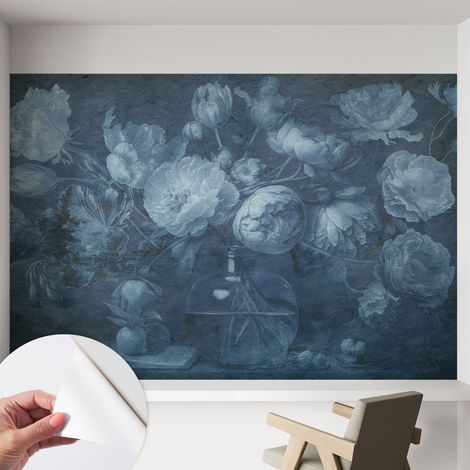 Papier peint adhésif autocollant pour salon chambre à coucher peint imprimé pour mur Composition florale 152x104 cm (1/5)