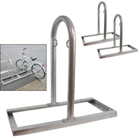 2 x Fahrradanlehnbügel 90 x 84 cm Stahl feuerverzinkt Ø 49 mm grau freistehend Fahrradständer Parker Typ U (1/5)