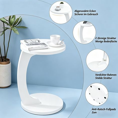 Table ronde en forme de C, table d'appoint temporaire pour ordinateur de salon (plateau seul)