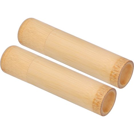 Lot de 2 tubes en bambou écologiques pour le rangement du thé, mini-cylindres ronds pour épices et autres petits pots. (1/5)