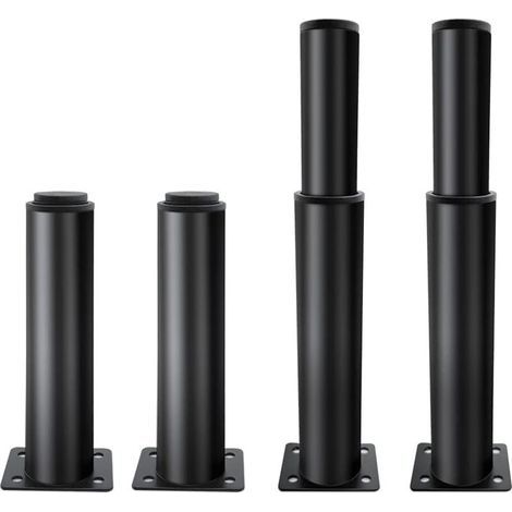 4 Pièces Pieds de Meubles Réglables Pied d'Armoire, Pied Cuisine Réglables pour Les Pièces de Rechange des Meubles,Pieds d'armoire avec des Vis, Noir/18cm (1/5)