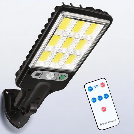 Lampe solaire extérieur détecteur mouvement télécommande IP65 étanche pour rue jardin éclairage LED moderne durable noire