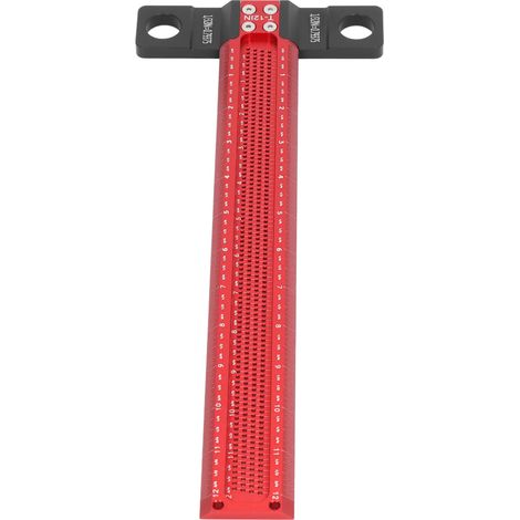 Lochmarkierungslineal T aus verschleißfester Aluminiumlegierung, präziser Lochanreißer T-Typ für Holzbearbeitung, 12 Zoll (1/5)