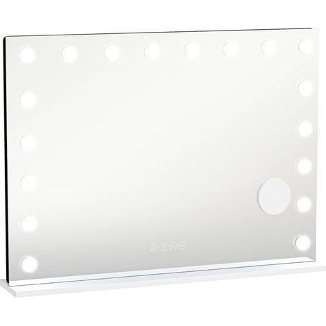 CHICFURN Espejo de maquillaje Hollywood 80 x 60 cm blanco, LED regulables, Bluetooth (1/5)