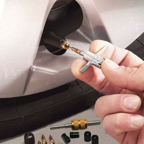 44pcs-Demonte Obus Valve Kit D'outils Réparation Démonte Obus de Valve Double et à Une Tête Remplacement Velo Moto (1/3)