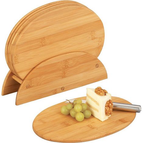 ZELLER Brettchenständer, 7-teilig, oval, Bamboo